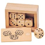 Box with 6 wooden dice