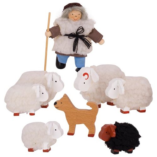 Flexible puppets Shepherd with sheep