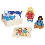 Flexible puppets Fynja & Fabio, clothes box, 6 outfits