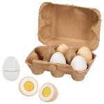 Eggs with Velcro in egg cardboard, 6 pieces