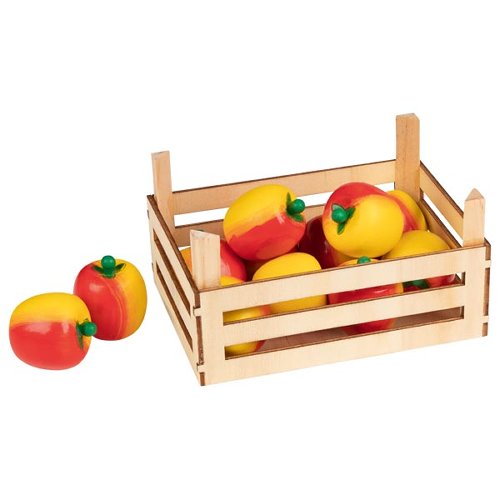 Manzanas en caja de madera
