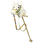 Hobby horse white with dark brown dots,colour horse halter