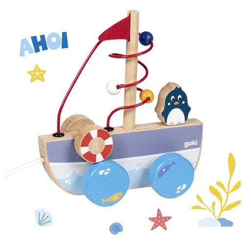 Nave da tirare Ahoi con anello per le abilità motorie