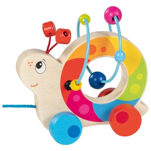 Pull along animal with bead maze snail