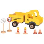 Construction site vehicle with traffic signs