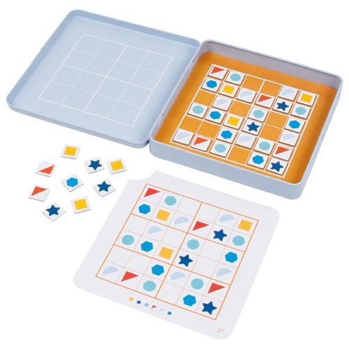 Sudoku 16,2 x 16,2 x 2,6 cm, 36 Magnete, 25 Vorlagekarten in