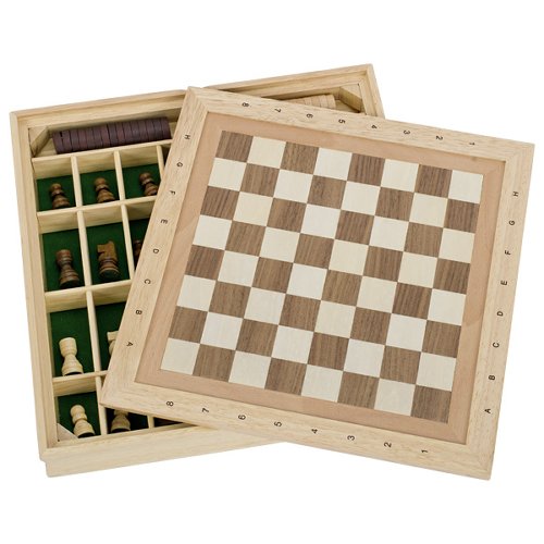 Chess, draughts and nine men's morris game set