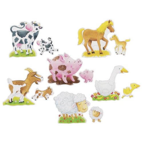 Set of puzzles farm animals