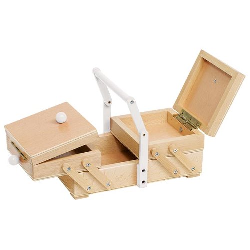 Sewing box with a white handle