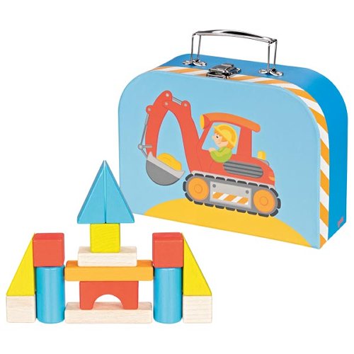 Building blocks in a suitcase