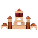 Building blocks in a wooden box