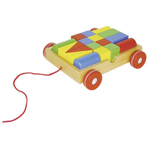 Pull-along cart with 18 building blocks, goki basic.