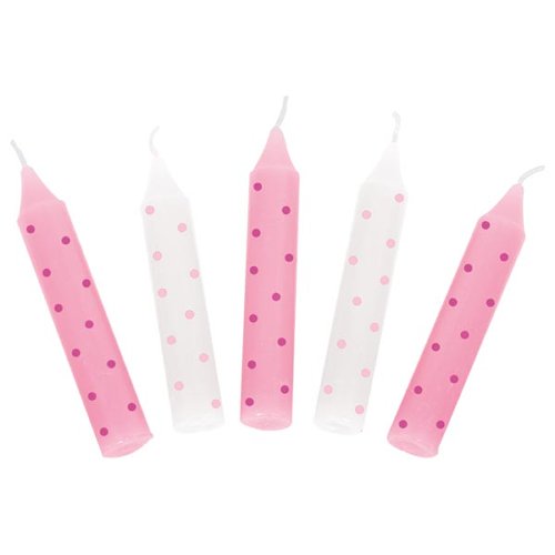 Geburtstagskerzen-Set, rosa gepunktet (für
