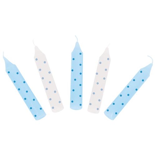 Set of birthday candles, blue dots (for GK