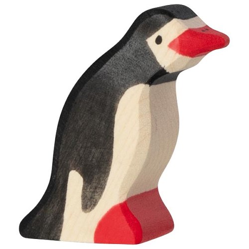 Pingüino pequeño con la cabeza hacia delante