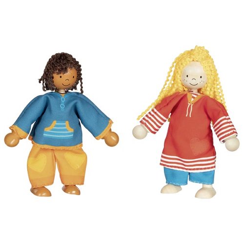 Flexible puppets Fynja & Fabio, clothes box, 6 outfits