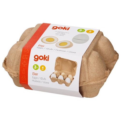 Eggs with Velcro in egg cardboard, 6 pieces