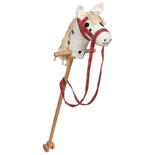 Hobby horse white with dark brown dots,colour horse halter