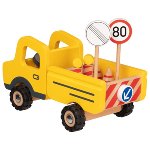 Construction site vehicle with traffic signs