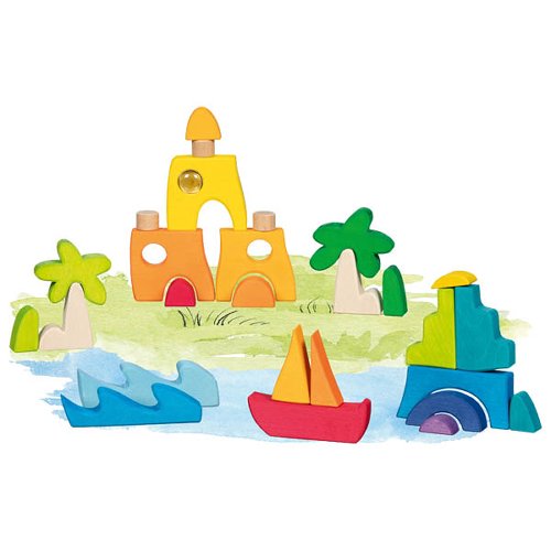 Landscape puzzle Honolulu with 3 glass stones, 23 x 23 x 3