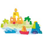 Landscape puzzle Honolulu with 3 glass stones, 23 x 23 x 3