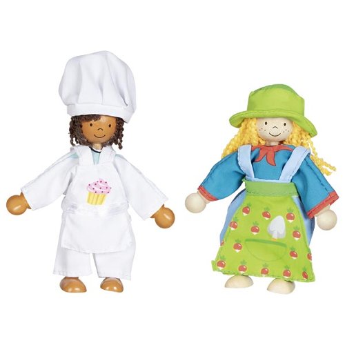 Flexible puppets Fynja & Fabio, clothes box, 6 outfits