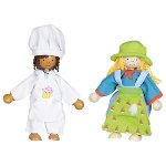Flexible puppets Fynja & Fabio, clothes box, 6 outfits