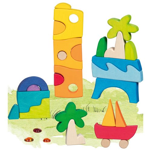 Landscape puzzle Honolulu with 3 glass stones, 23 x 23 x 3