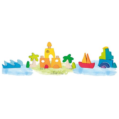 Landscape puzzle Honolulu with 3 glass stones, 23 x 23 x 3