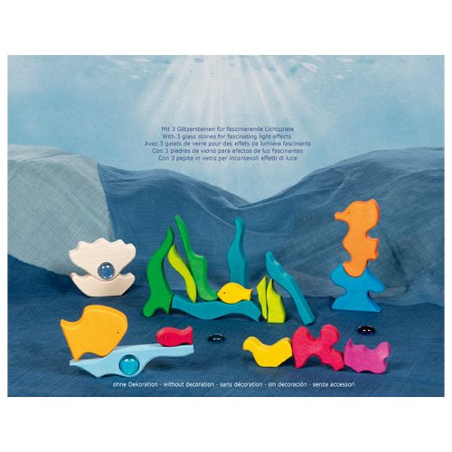 Landscape puzzle Sea lights with 4 glass stones, 23 x