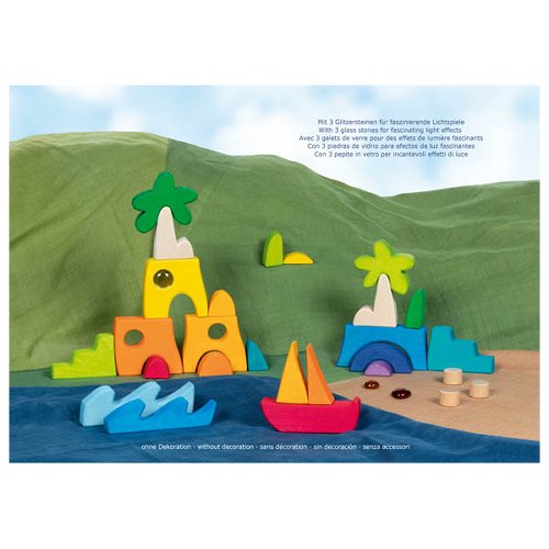 Landscape puzzle Honolulu with 3 glass stones, 23 x 23 x 3